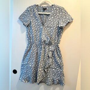 J.Crew Blue Floral Faux Wrap Dress